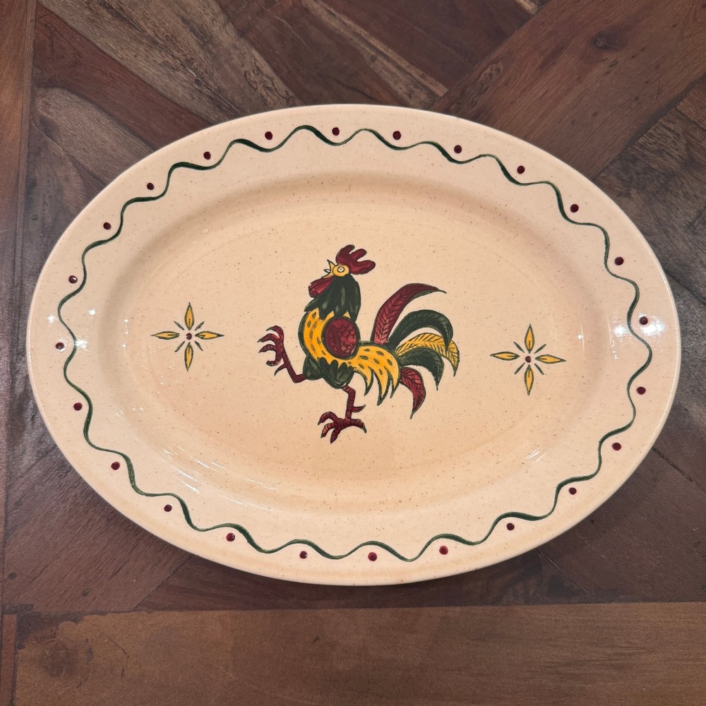 Metlox Poppytrail California Provincial Rooster Oval Serving Platter 13.5 inch
